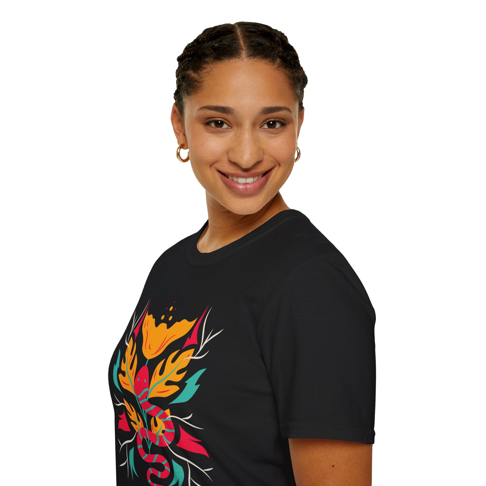Sahaje Floral Snake Graphic T‑Shirt — Colorful Botanical Serpent Tee