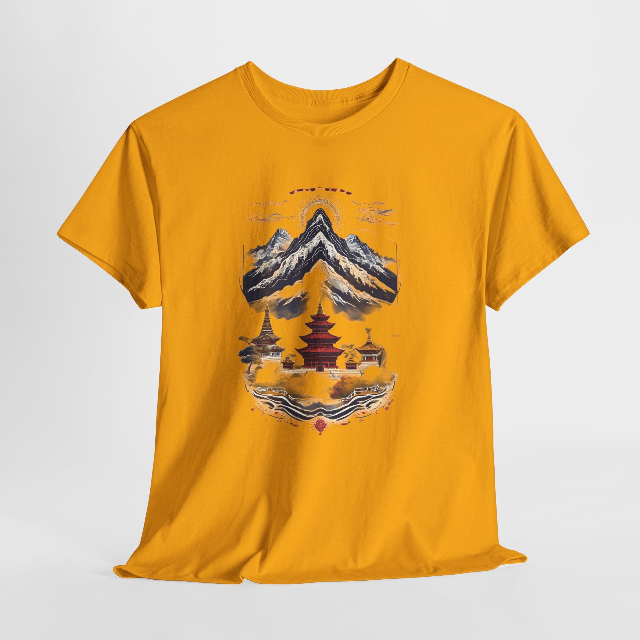 Japanese Mountain Pagoda T-Shirt — Zen Temple Landscape Tee