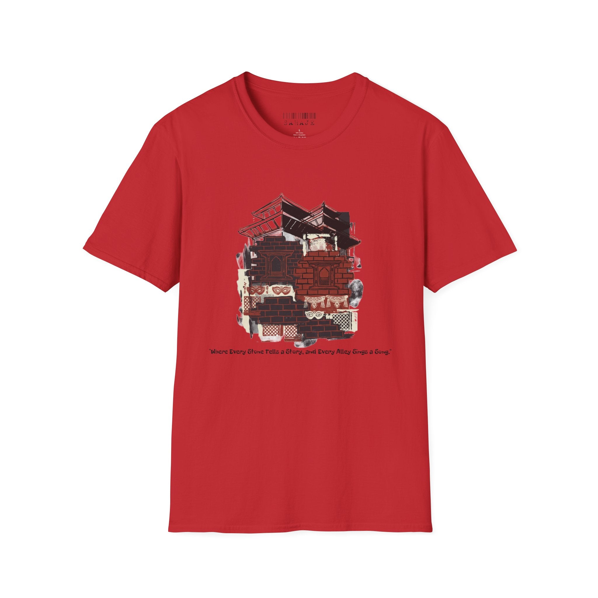 T-Shirt — Vintage Camper & Cabin Graphic Tee (“Woke 2 a New World & Now a Story” text)