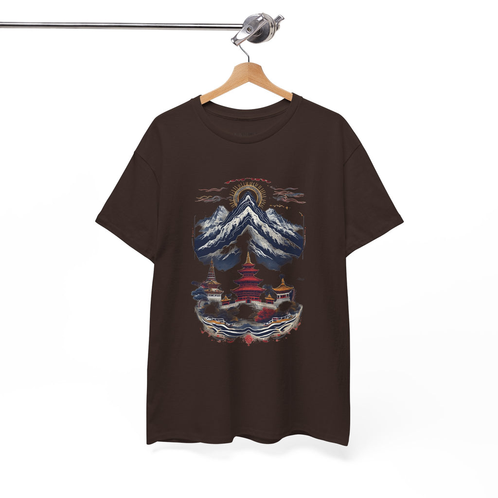 Japanese Mountain Pagoda T-Shirt — Zen Temple Landscape Tee