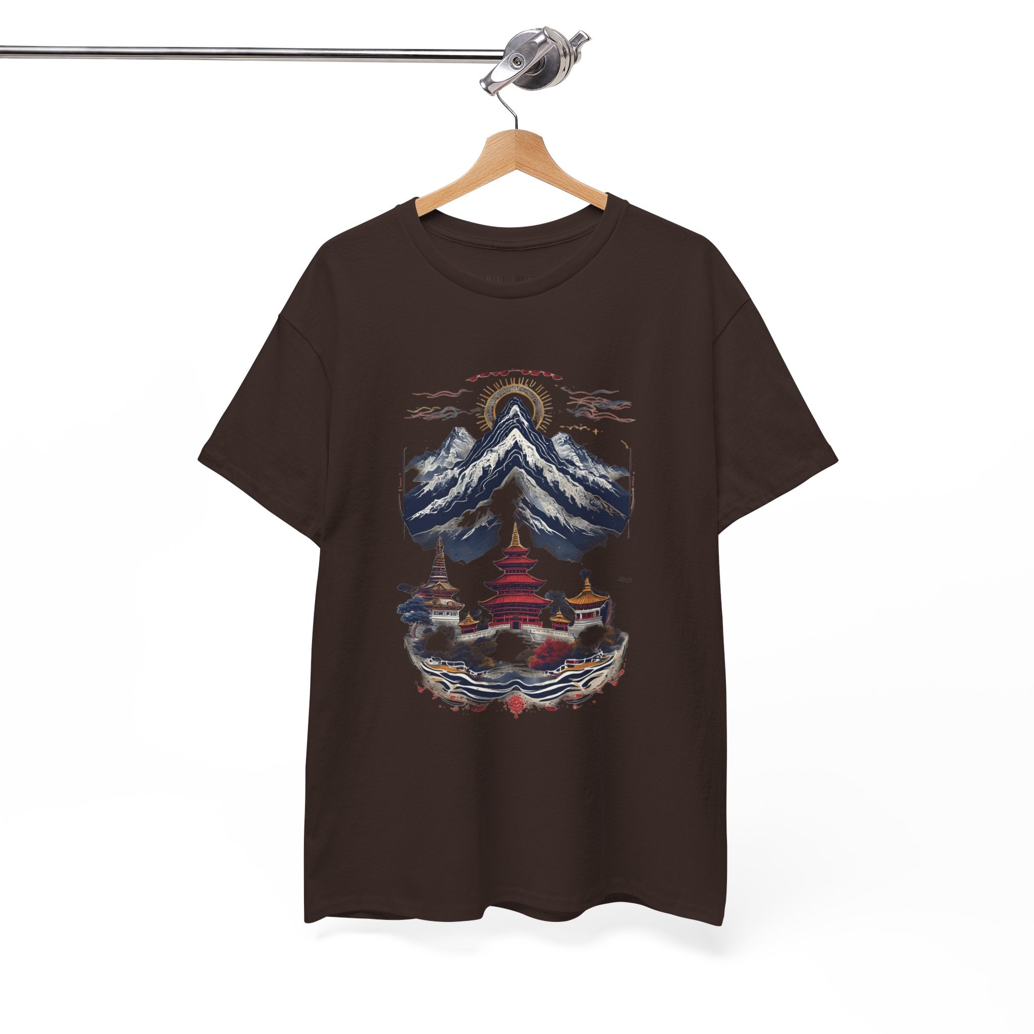 Japanese Mountain Pagoda T-Shirt — Zen Temple Landscape Tee