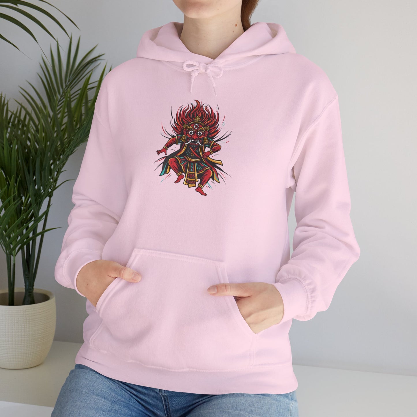 Demonic Oni Mask Hoodie — Japanese Demon Illustration Sweatshirt