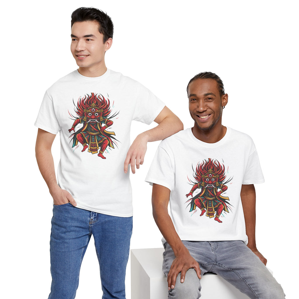 T-Shirt — Fierce Red Oni Demon Graphic Tee (Mythic Japanese Mask Design)