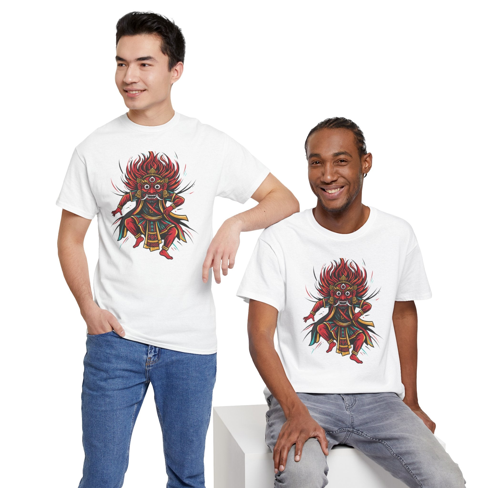 T-Shirt — Fierce Red Oni Demon Graphic Tee (Mythic Japanese Mask Design)