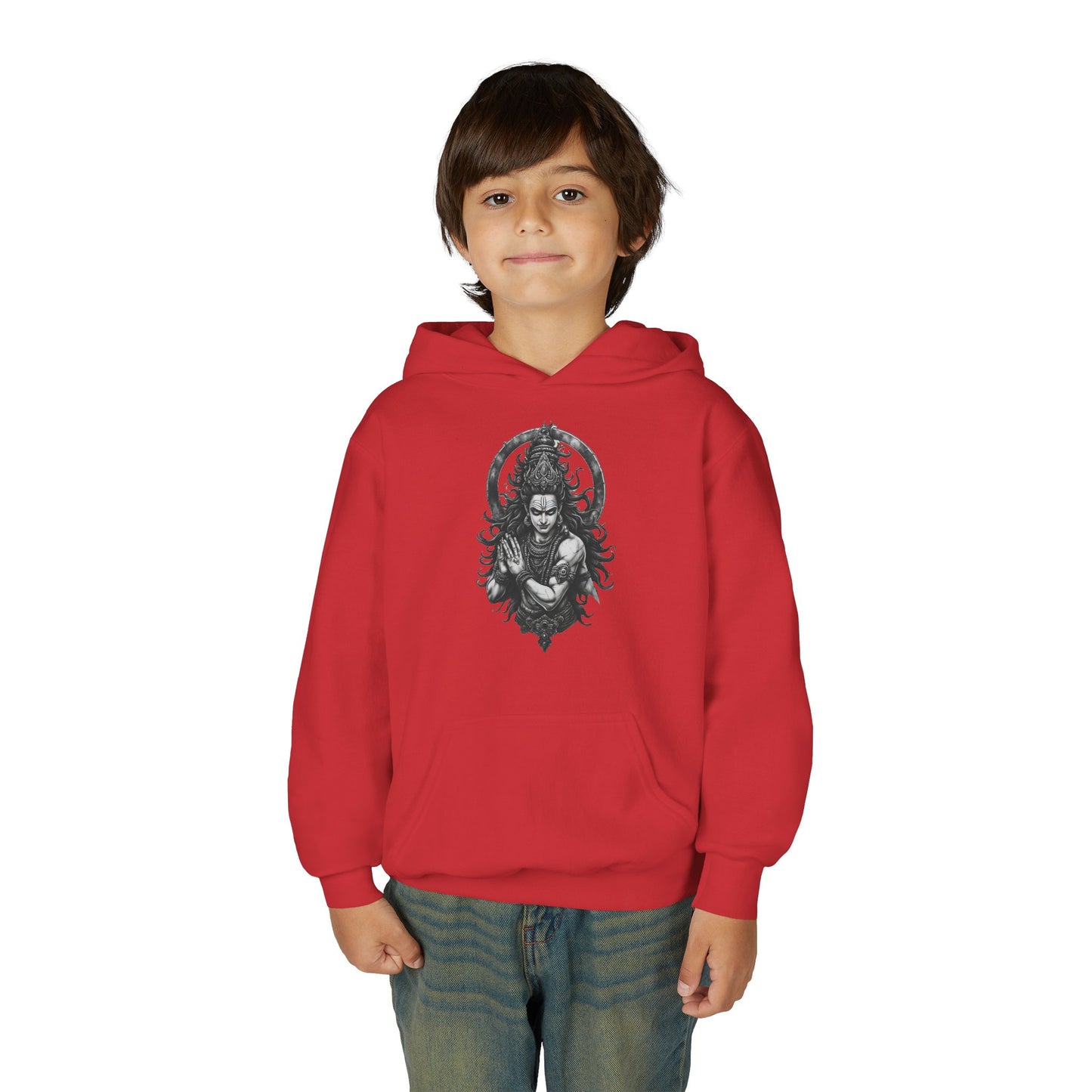 Youth Hoodie with Gothic Goddess Skull Art — Dark Fantasy Graphic Pullover