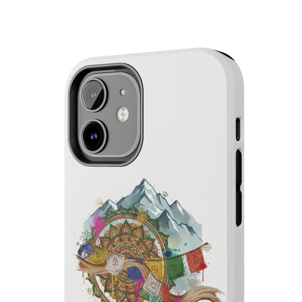 Mountain Compass Tough Phone Case with Prayer Flags & Fish Design