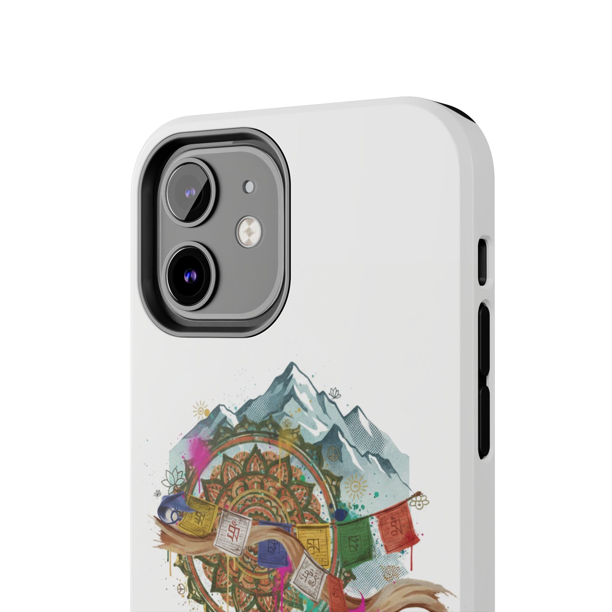 Mountain Compass Tough Phone Case with Prayer Flags & Fish Design