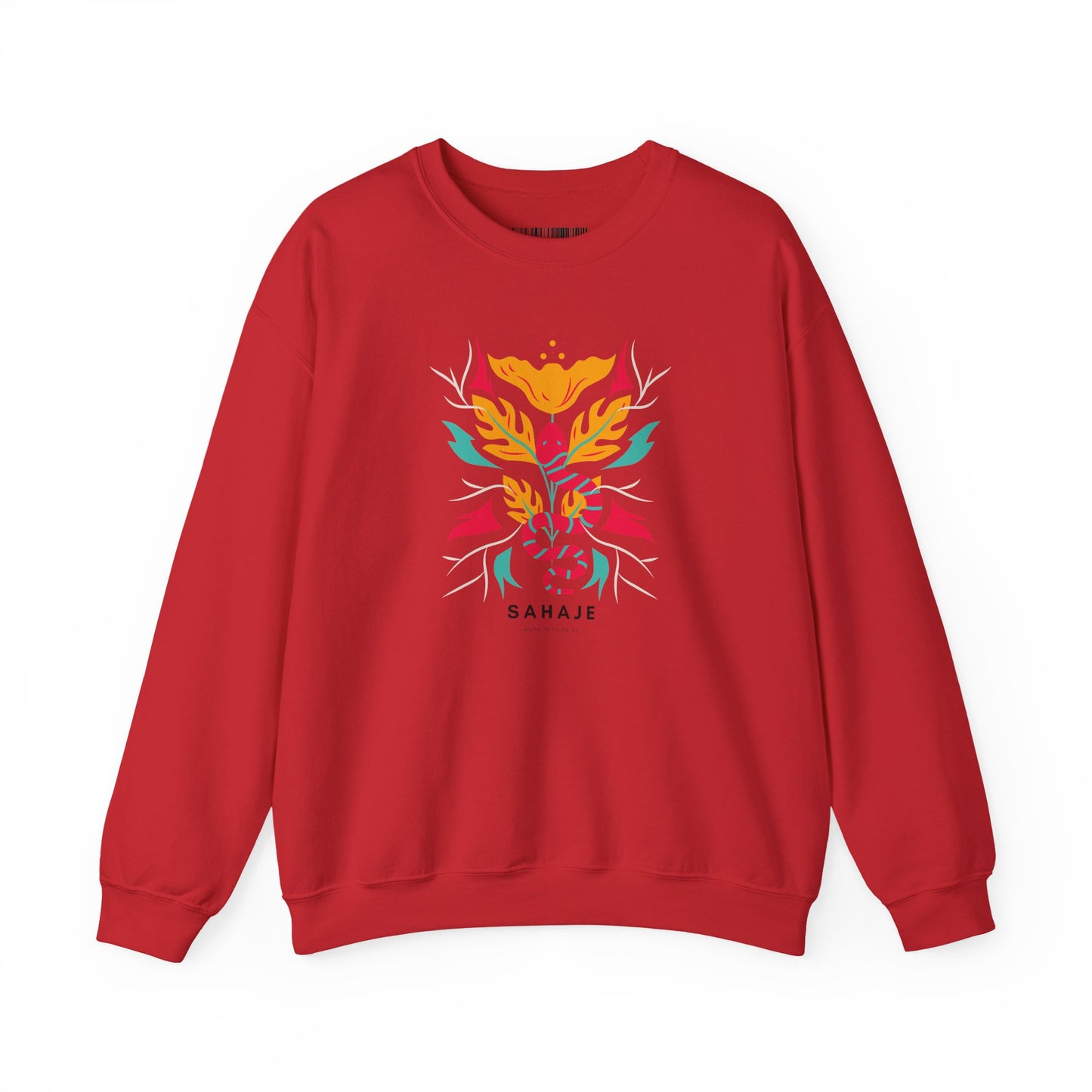 Sahajé Floral Snake Crewneck Sweatshirt — Colorful Botanical Serpent Graphic