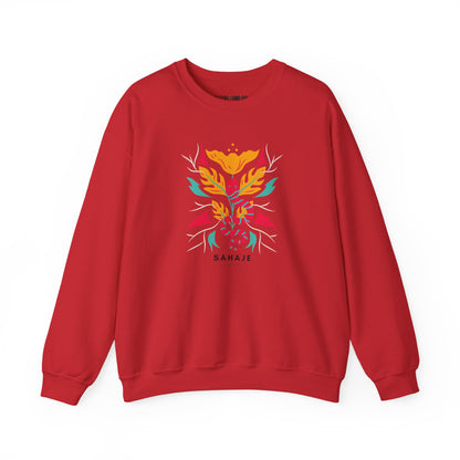 Sahajé Floral Snake Crewneck Sweatshirt — Colorful Botanical Serpent Graphic