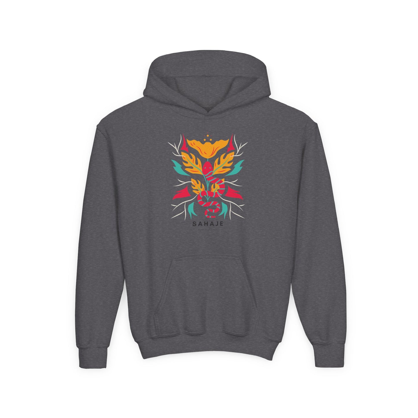 Youth Hoodie — Colorful Sahaja Floral Serpent Design