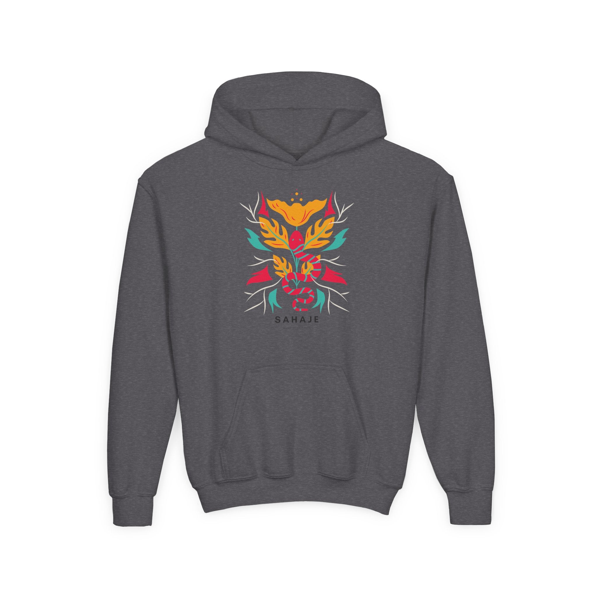 Youth Hoodie — Colorful Sahaja Floral Serpent Design