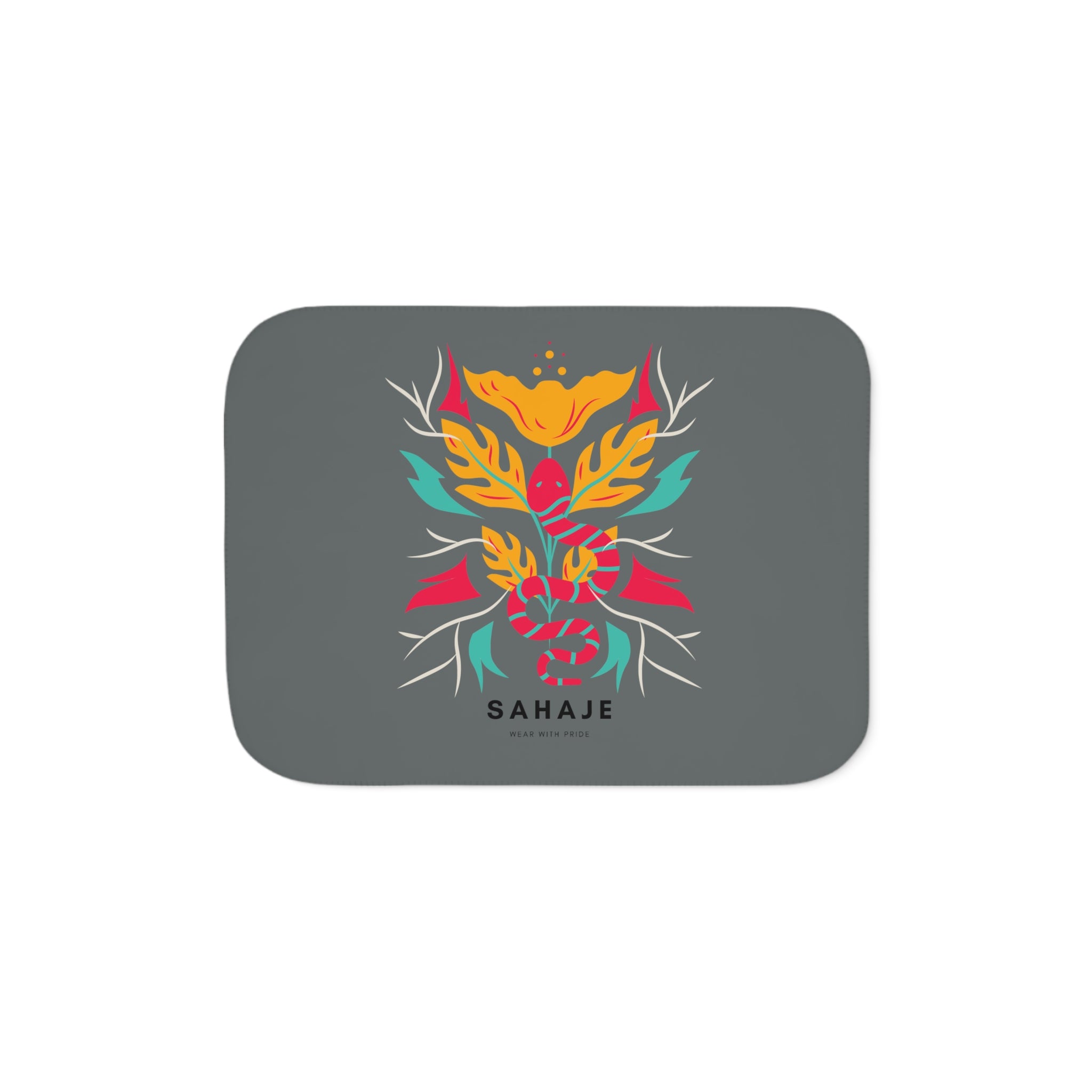 Sahaje Floral Snake Sherpa Blanket – Cozy Two-Tone Throw