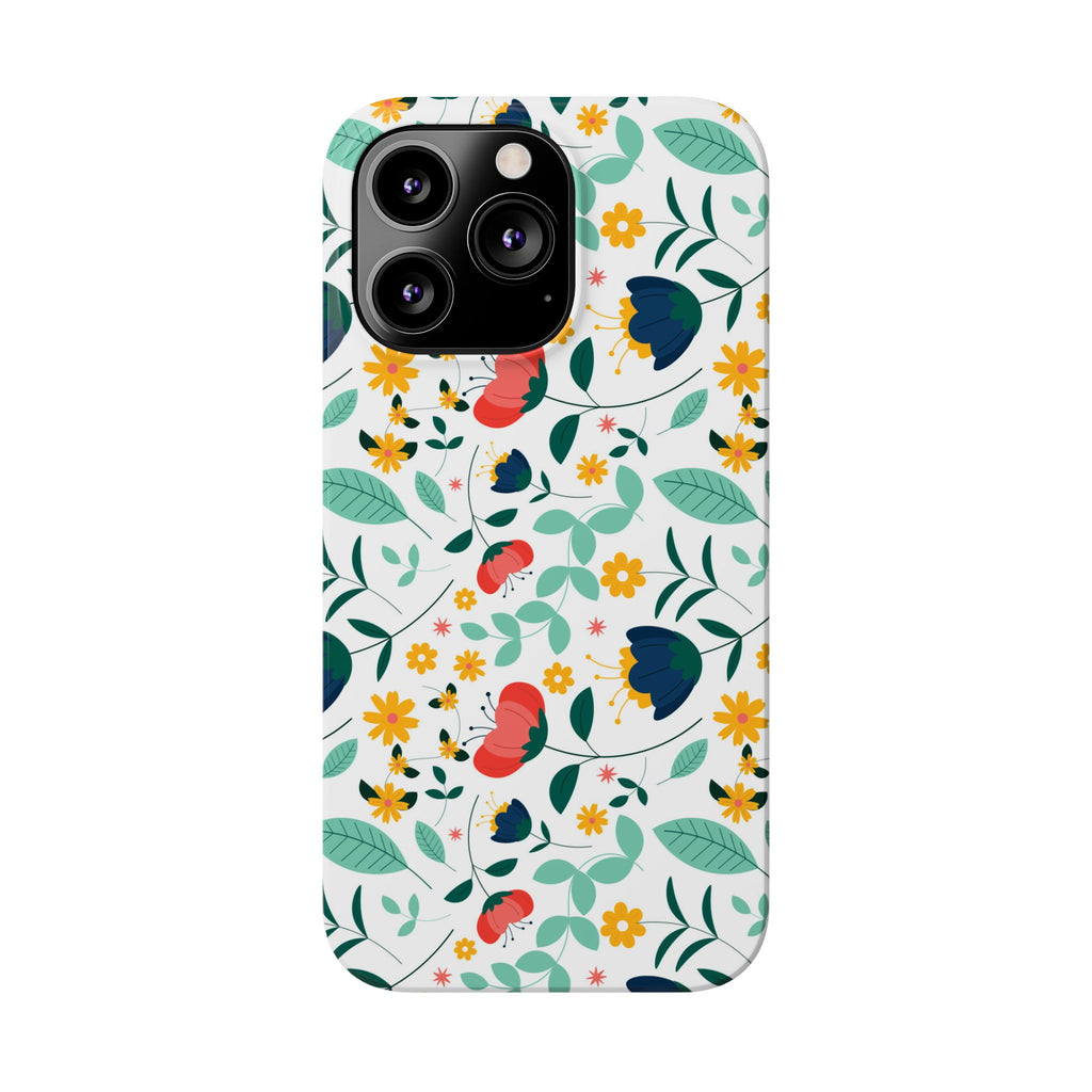 Floral Slim Phone Case — Colorful Folk Flower Pattern