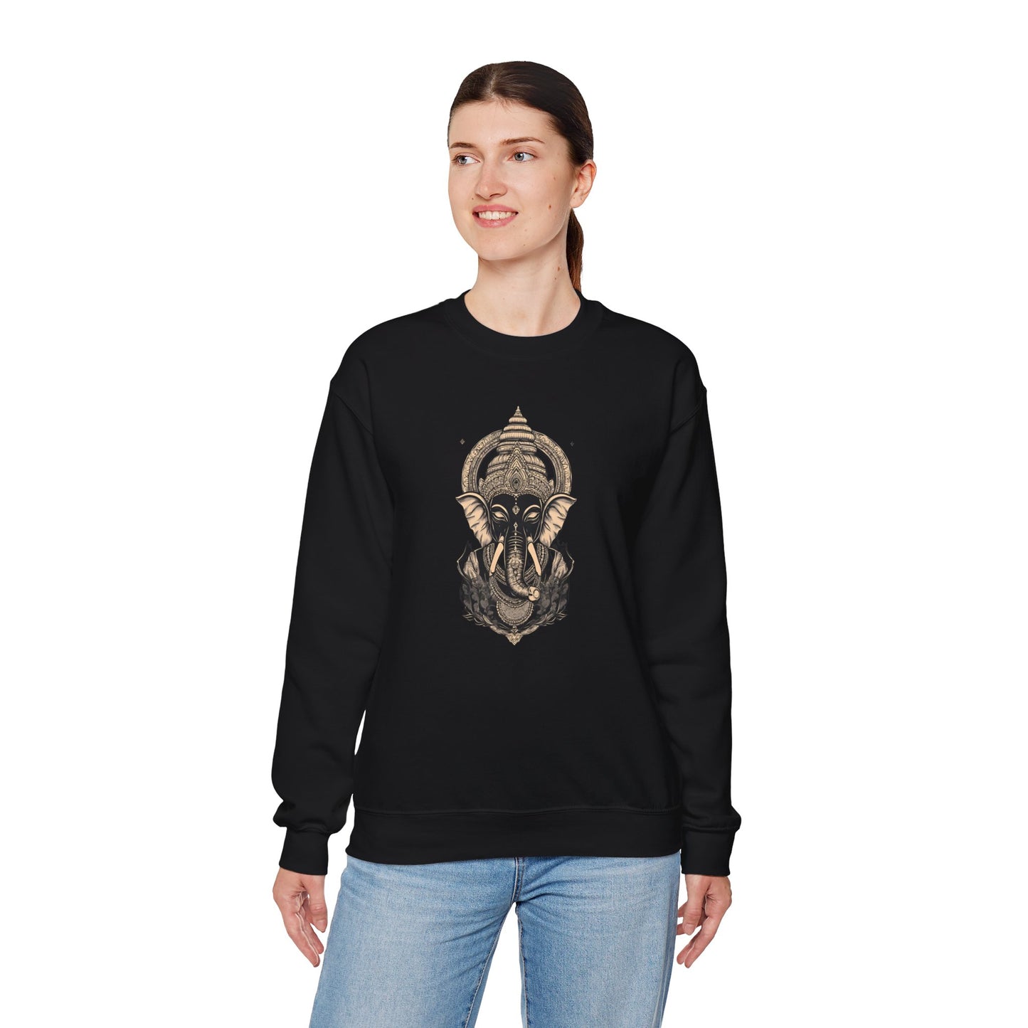 Elephant Mandala Crewneck Sweatshirt — Spiritual Indian-Inspired Graphic