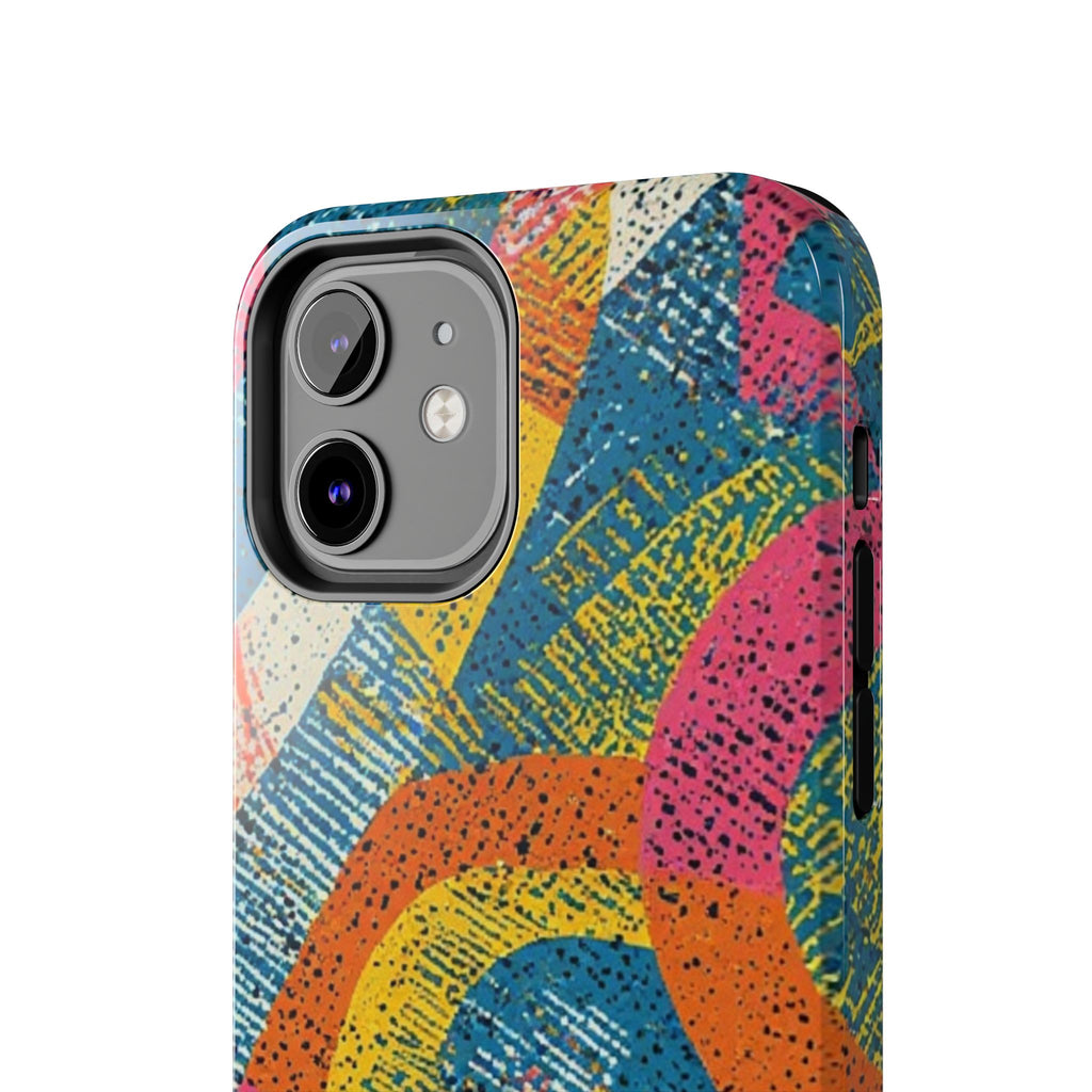 Bold Retro Abstract Tough Phone Case — Colorful Geometric Protective Cover