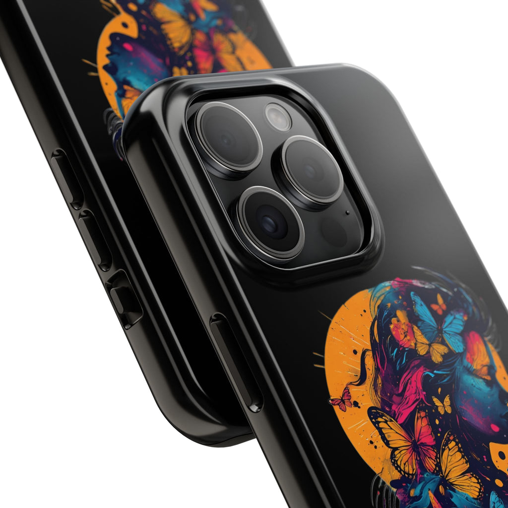 Butterfly Silhouette Tough Phone Case — Colorful Woman Art Protective Cover