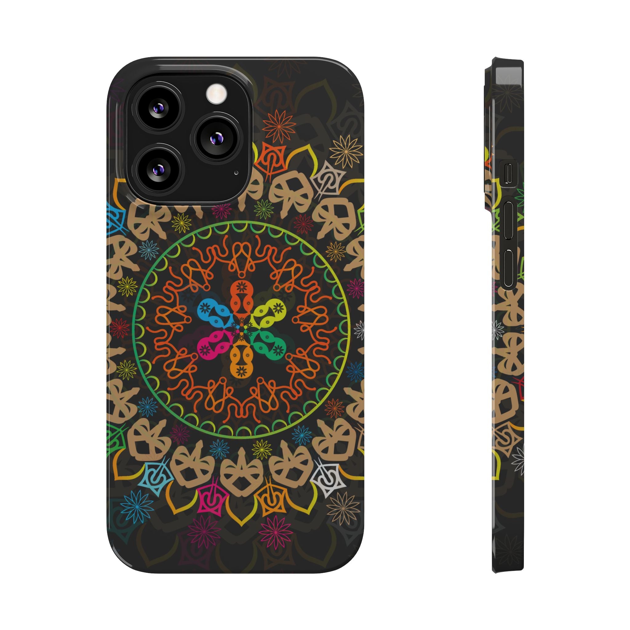 Tropical Mandala Phone Case, Colorful Slim Phone Case, Trendy Phone Cover, Artistic Gift, Eco-Friendly Phone Accessory