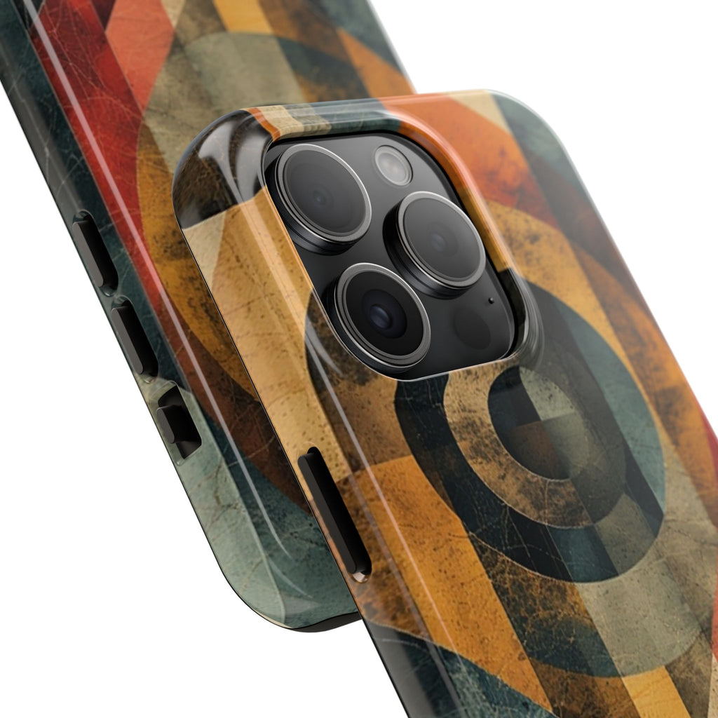 Retro Geometric Tough Phone Case — Vintage Target Circle Design