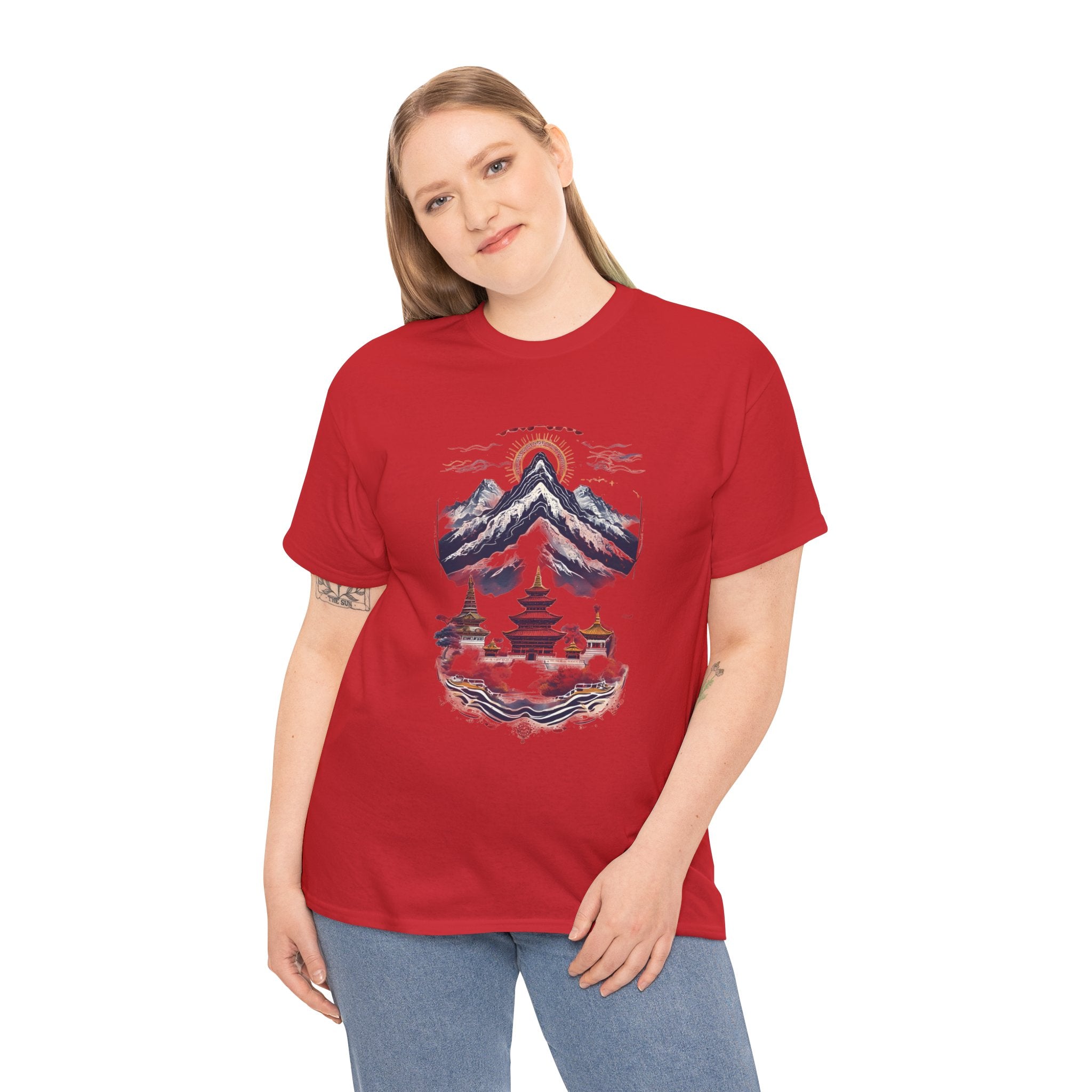Japanese Mountain Pagoda T-Shirt — Zen Temple Landscape Tee
