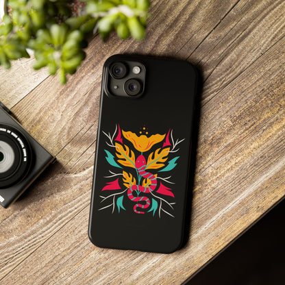 Colorful Floral Snake Slim Phone Case, Trendy Phone Accessories, Unique Gift for Nature Lovers, Modern Phone Cover, Stylish Protection