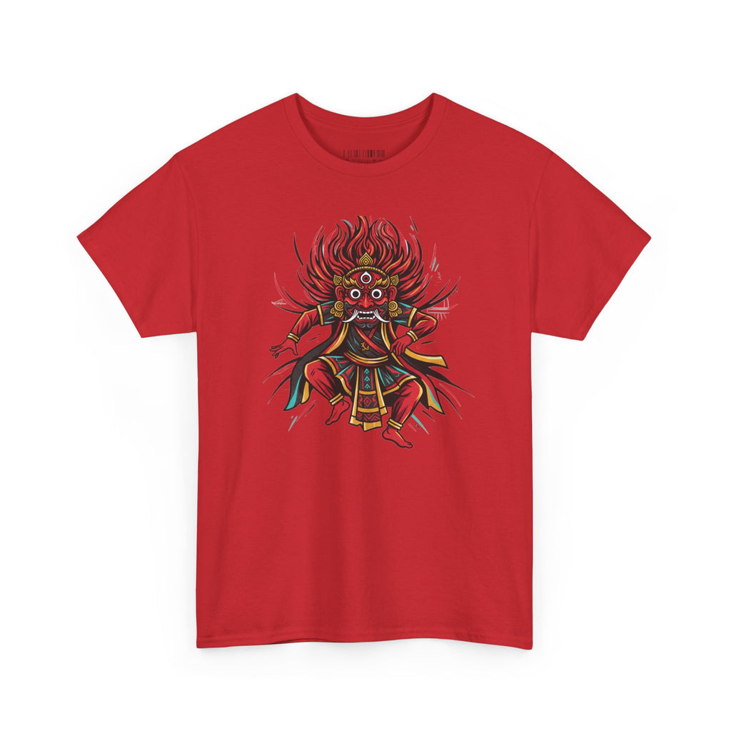 T-Shirt — Fierce Red Oni Demon Graphic Tee (Mythic Japanese Mask Design)
