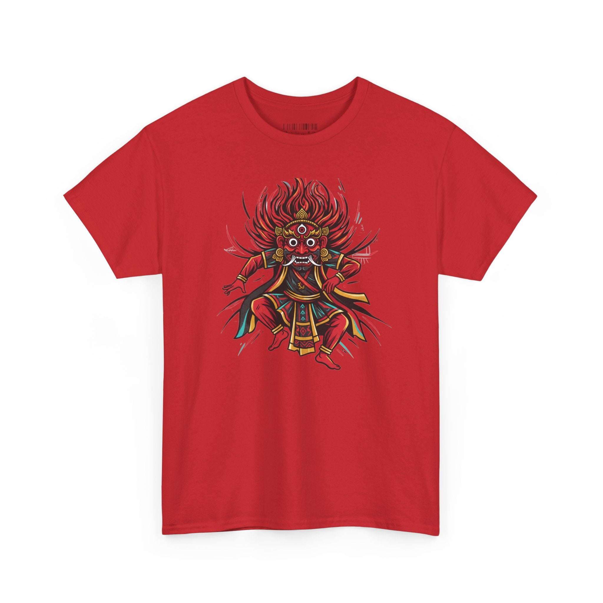 T-Shirt — Fierce Red Oni Demon Graphic Tee (Mythic Japanese Mask Design)