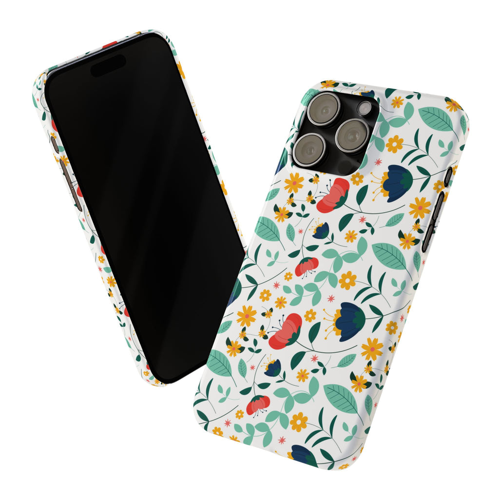 Floral Slim Phone Case — Colorful Folk Flower Pattern