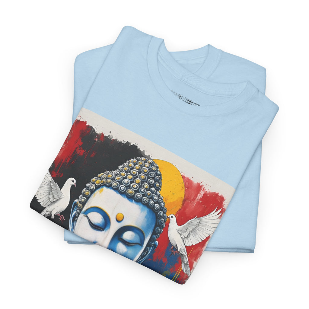 Buddha Peace Tee — Colorful Buddha & Doves Graphic T-Shirt
