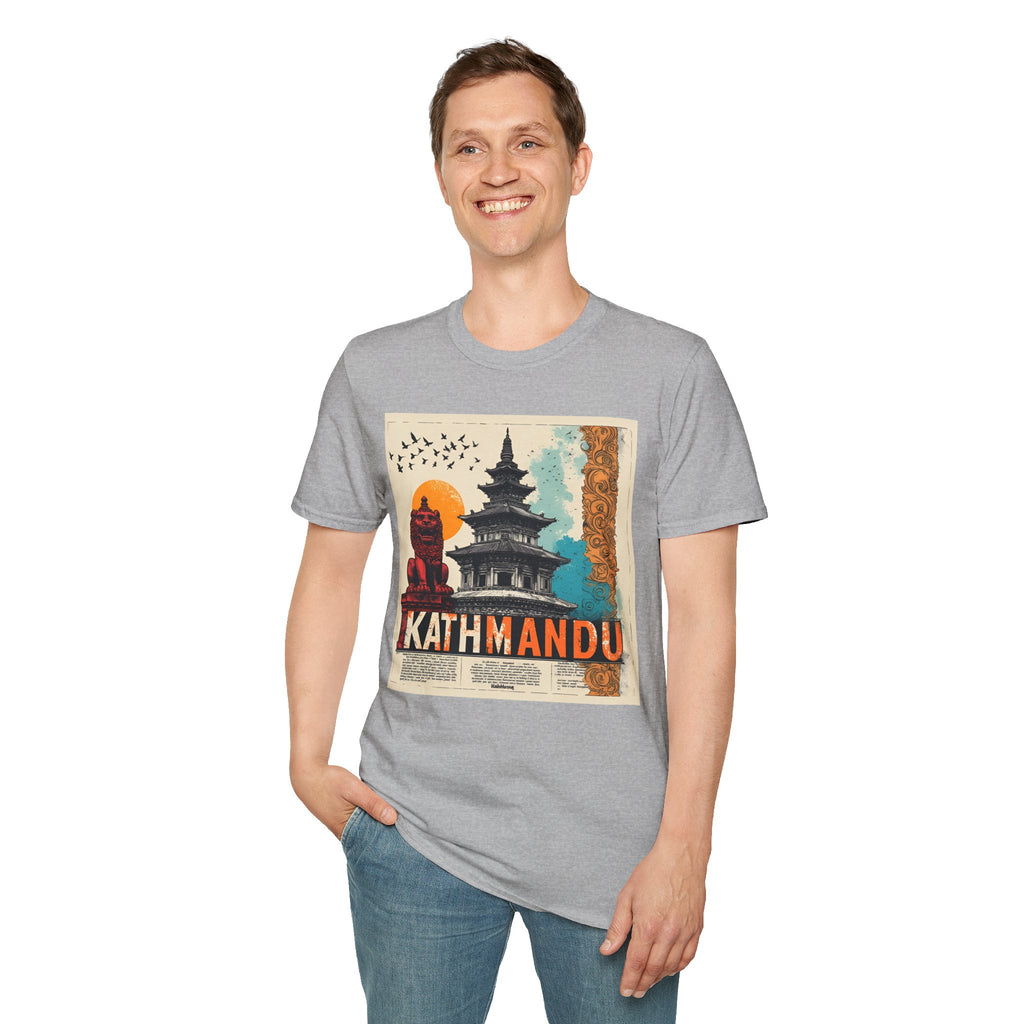 Kathmandu Vintage Travel T-Shirt – Retro Nepal Skyline Graphic Tee, Cultural Tourism Design