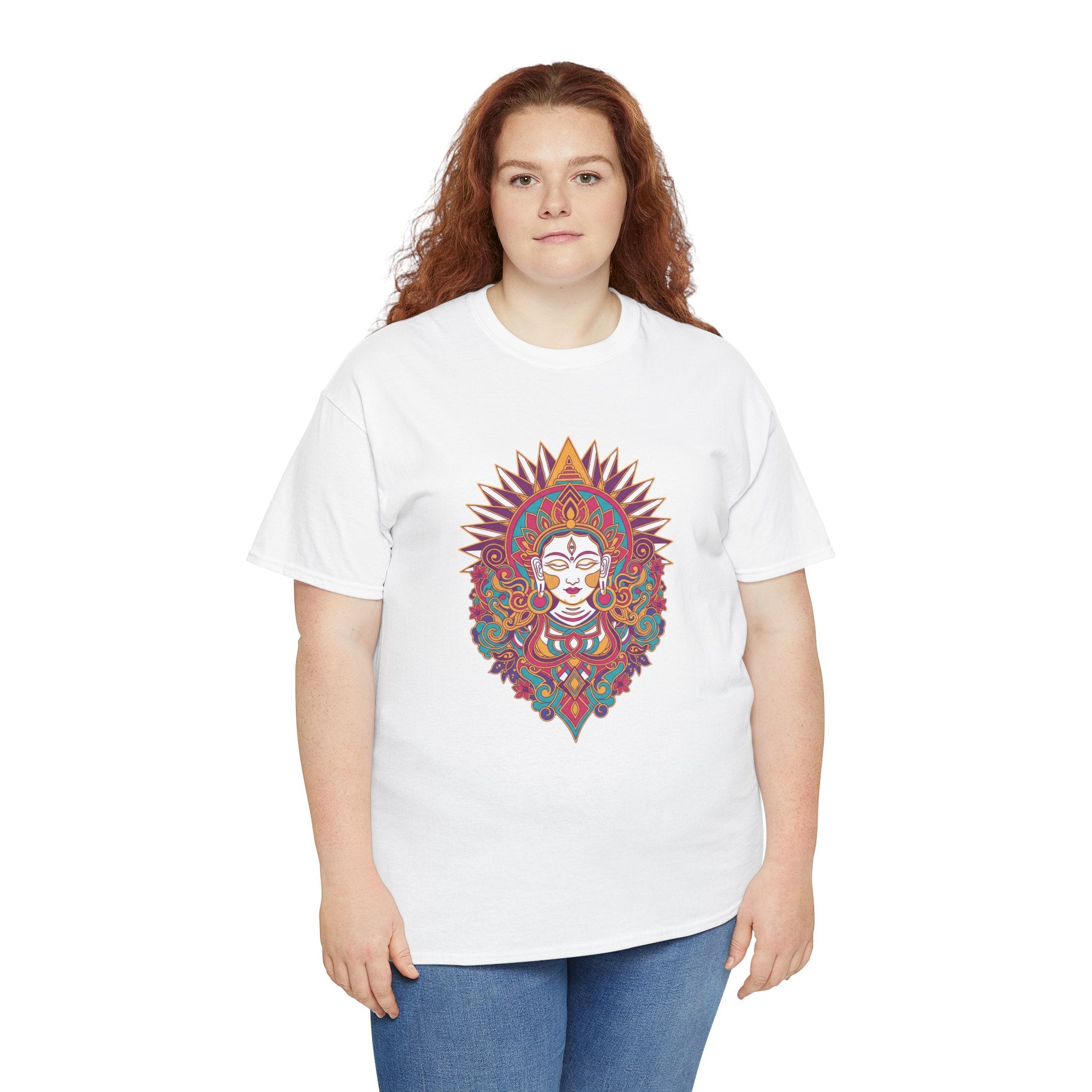 Spiritual Goddess Sun Mandala Tee — Colorful Boho Yoga T‑Shirt