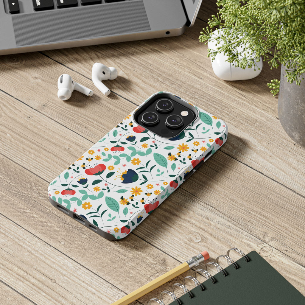 Floral Pattern Tough Phone Case — Colorful Spring Flowers Phone Cover