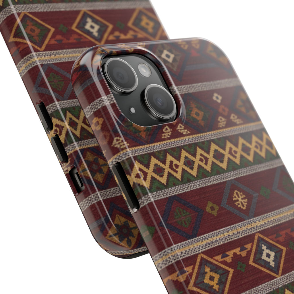 Aztec Pattern Tough Phone Case — Rustic Tribal Protective Cover