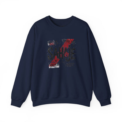 Crewneck Sweatshirt — 'Sahaje' Distressed Script Graphic