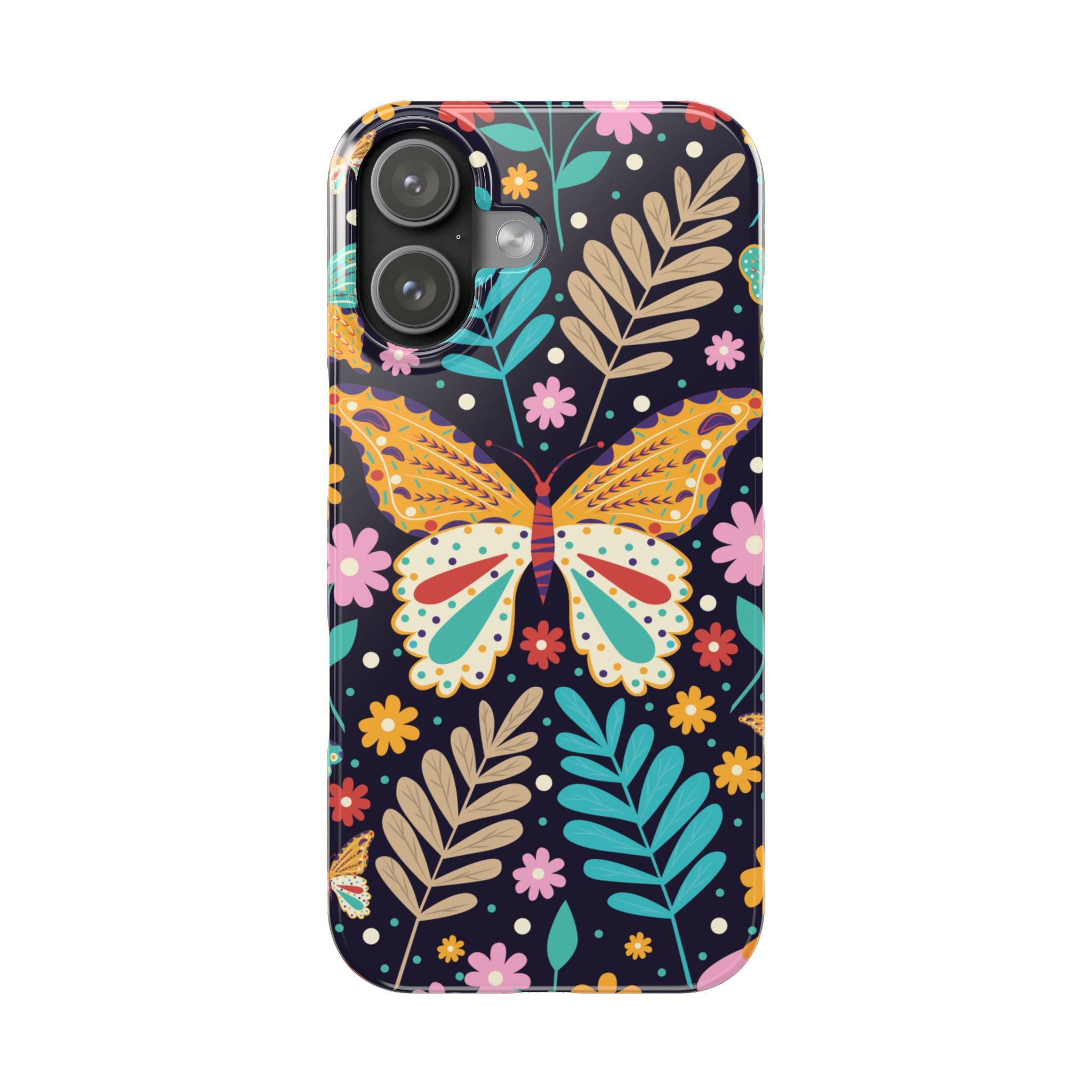 Butterfly Floral Slim Phone Case — Colorful Boho Garden Design