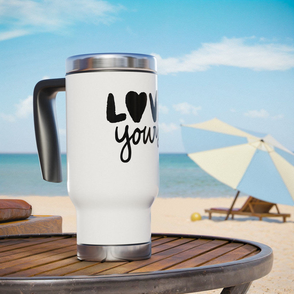 Love Yourself Stainless Steel Travel Mug, Inspirational Travel Coffee Cup, Motivational Drinkware, Perfect Gift for Friends, Self-Care [...]