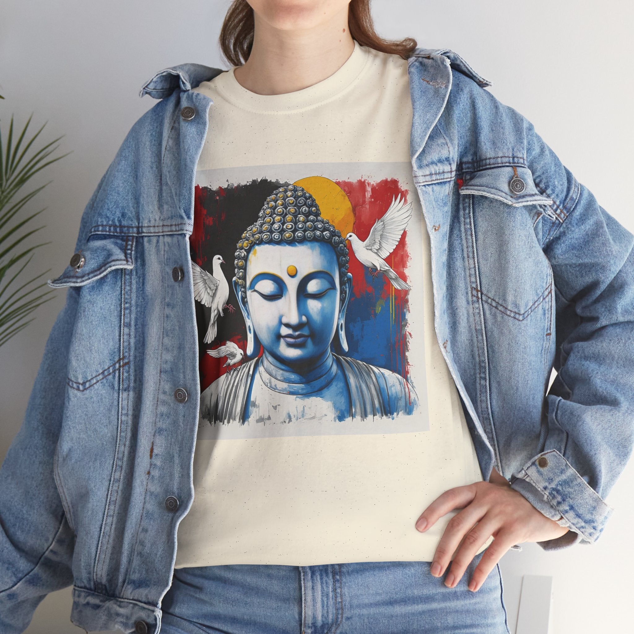 Buddha Peace Tee — Colorful Buddha & Doves Graphic T-Shirt