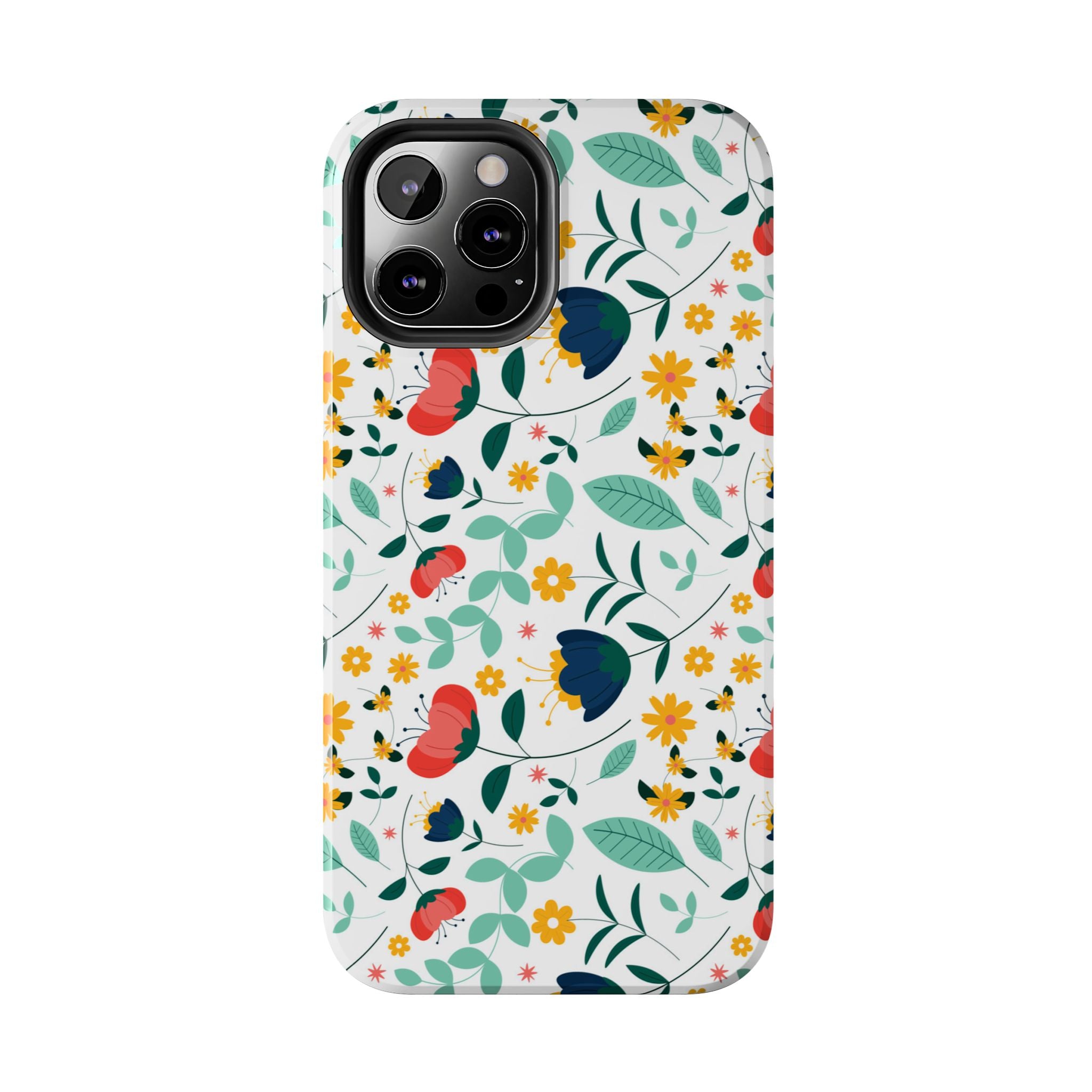 Floral Pattern Tough Phone Case — Colorful Spring Flowers Phone Cover