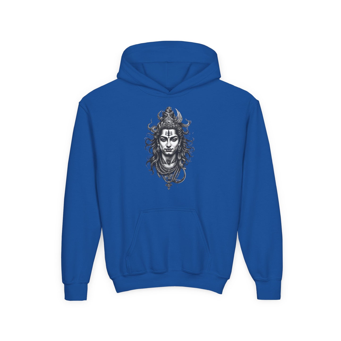 Shiva Illustration Youth Hoodie — Mystical Hindu God Graphic Pullover
