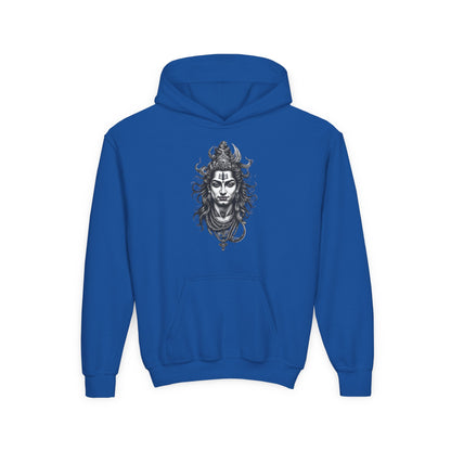 Shiva Illustration Youth Hoodie — Mystical Hindu God Graphic Pullover