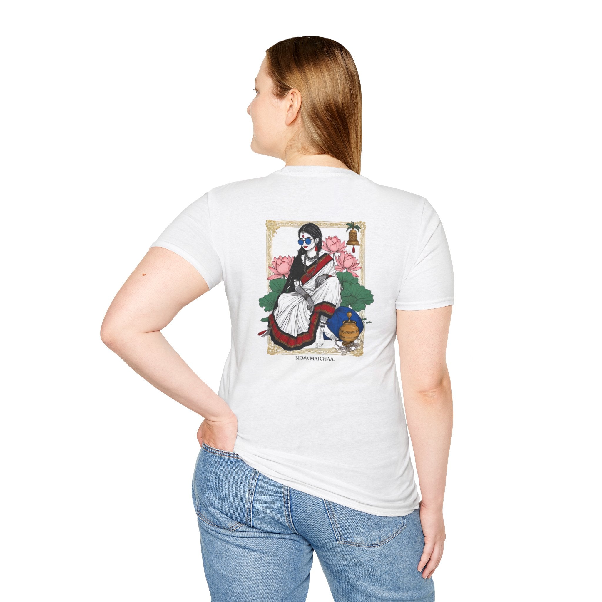 Newari Girl Traditional Dress T-Shirt – Newa Maicha Cultural Pride Graphic Tee, Nepali Heritage Design