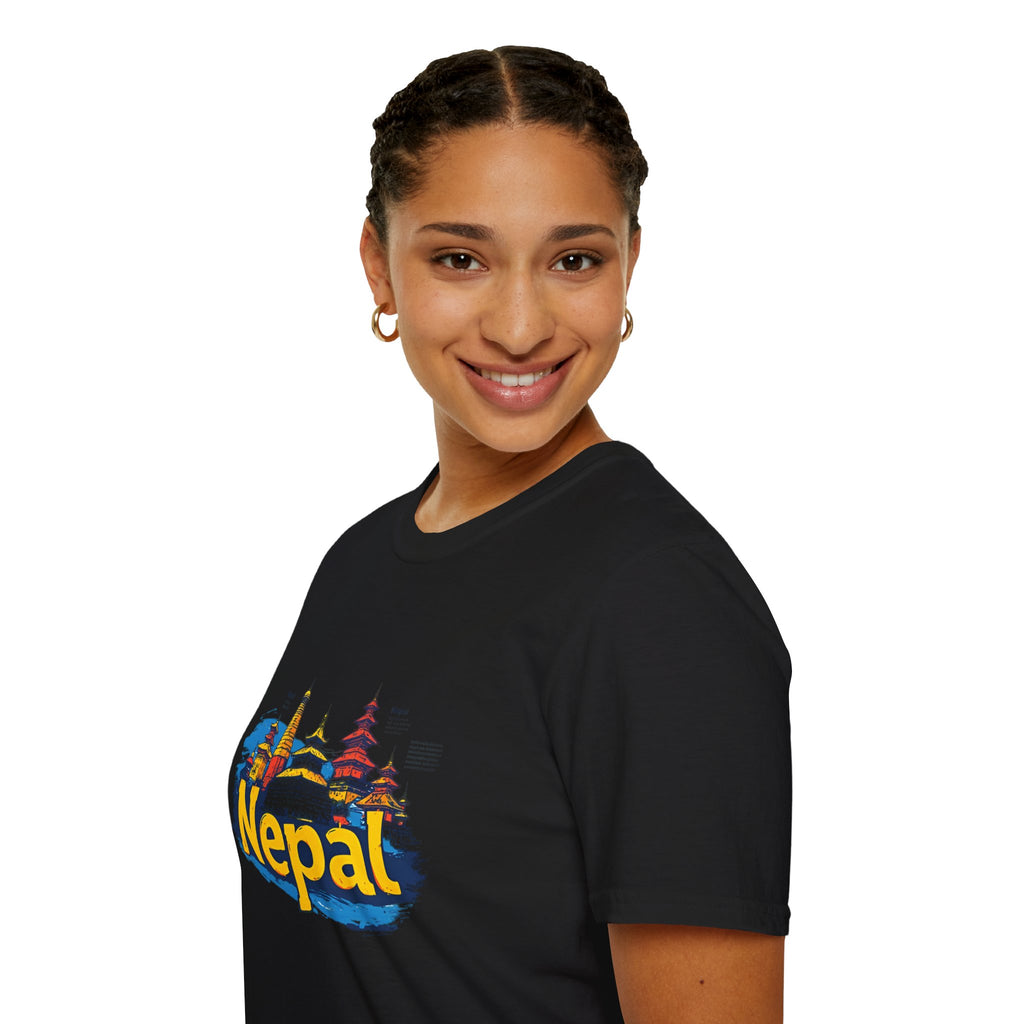 Nepal Temple Skyline T-Shirt – Nepali Cultural Heritage Graphic Tee, Travel & Spiritual Design