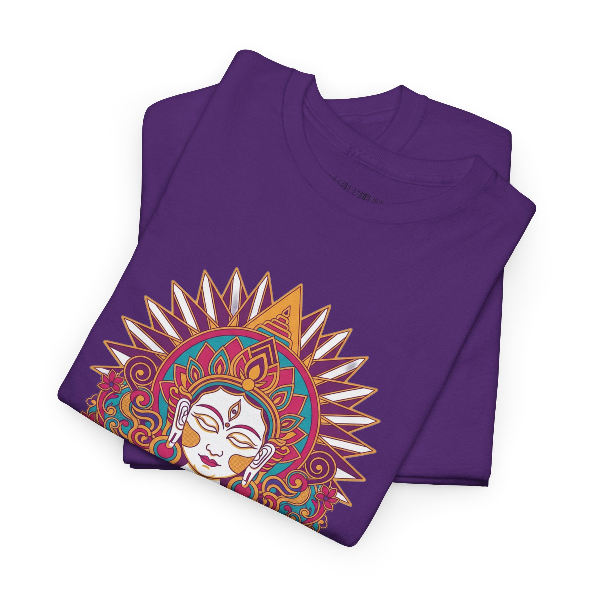 Spiritual Goddess Sun Mandala Tee — Colorful Boho Yoga T‑Shirt