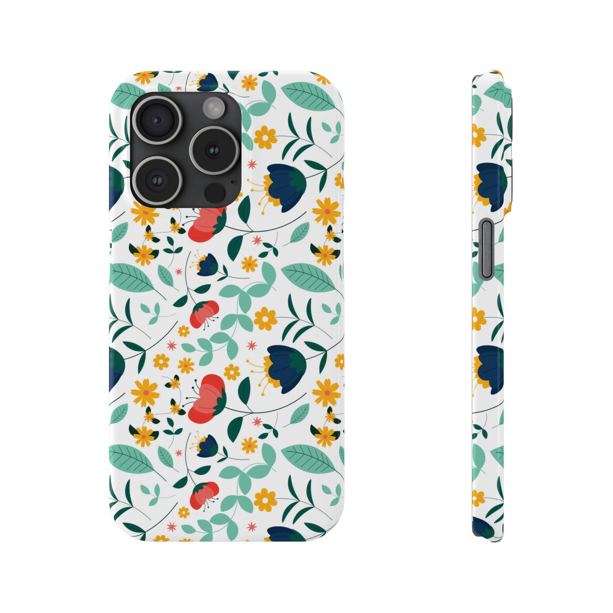 Floral Slim Phone Case — Colorful Folk Flower Pattern