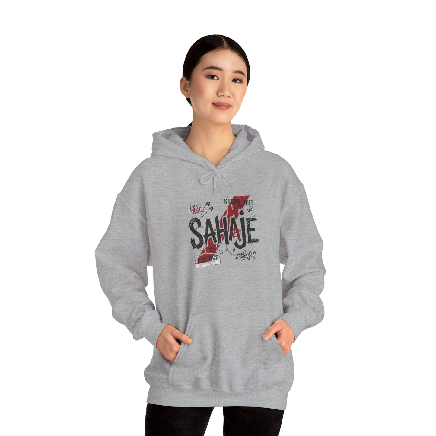 Sahaje Graphic Hoodie – Distressed Vintage Script Pullover