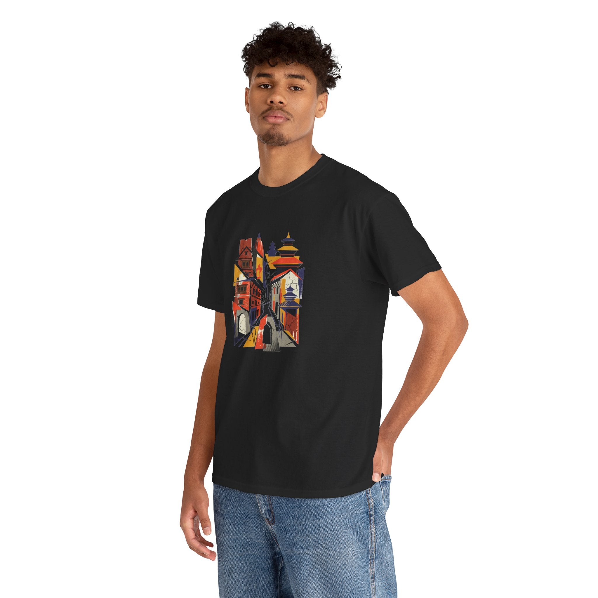 Cityscape Abstract Tee — Colorful Urban Architecture Graphic T‑Shirt