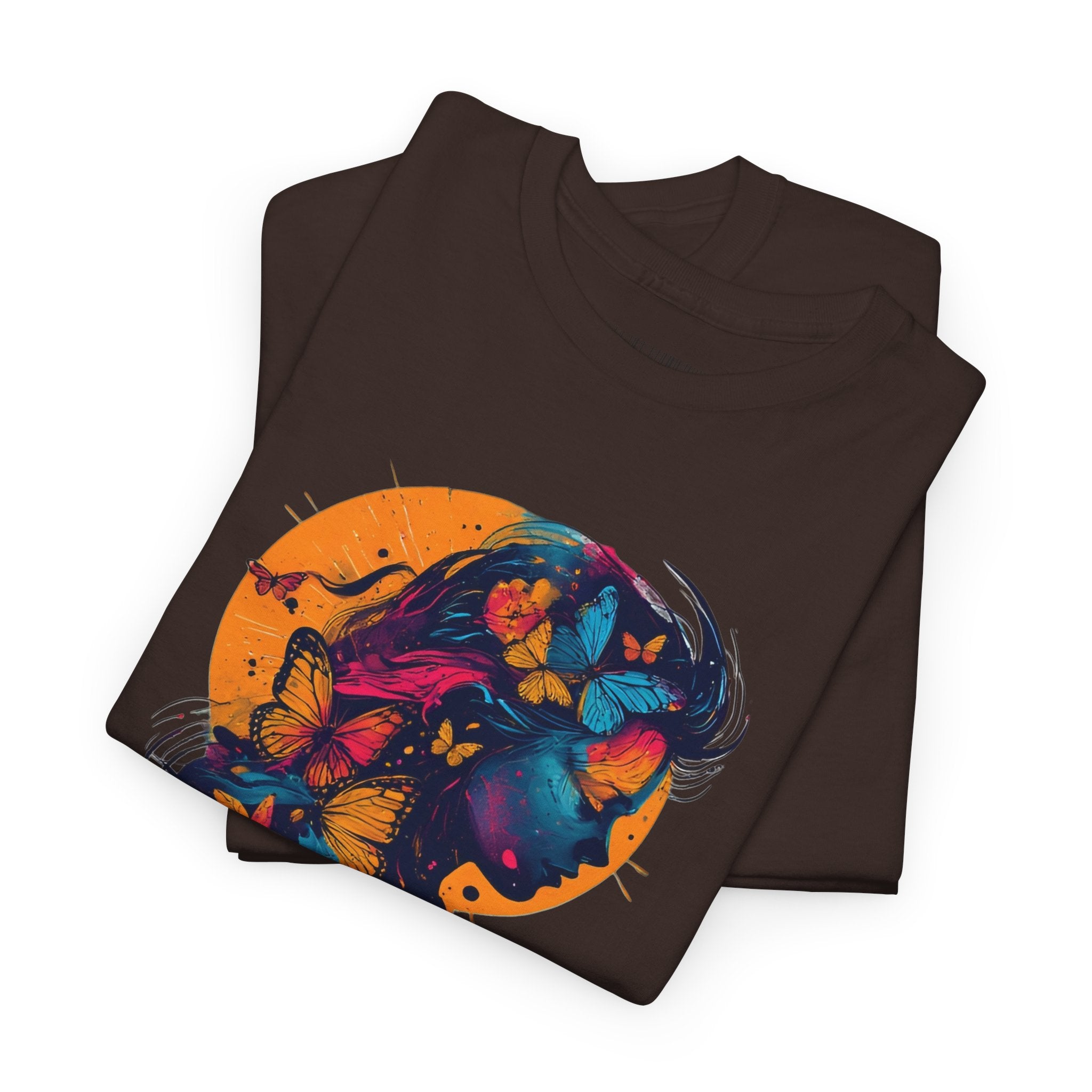 Butterfly Silhouette Graphic Tee — Colorful Maternity Profile Design