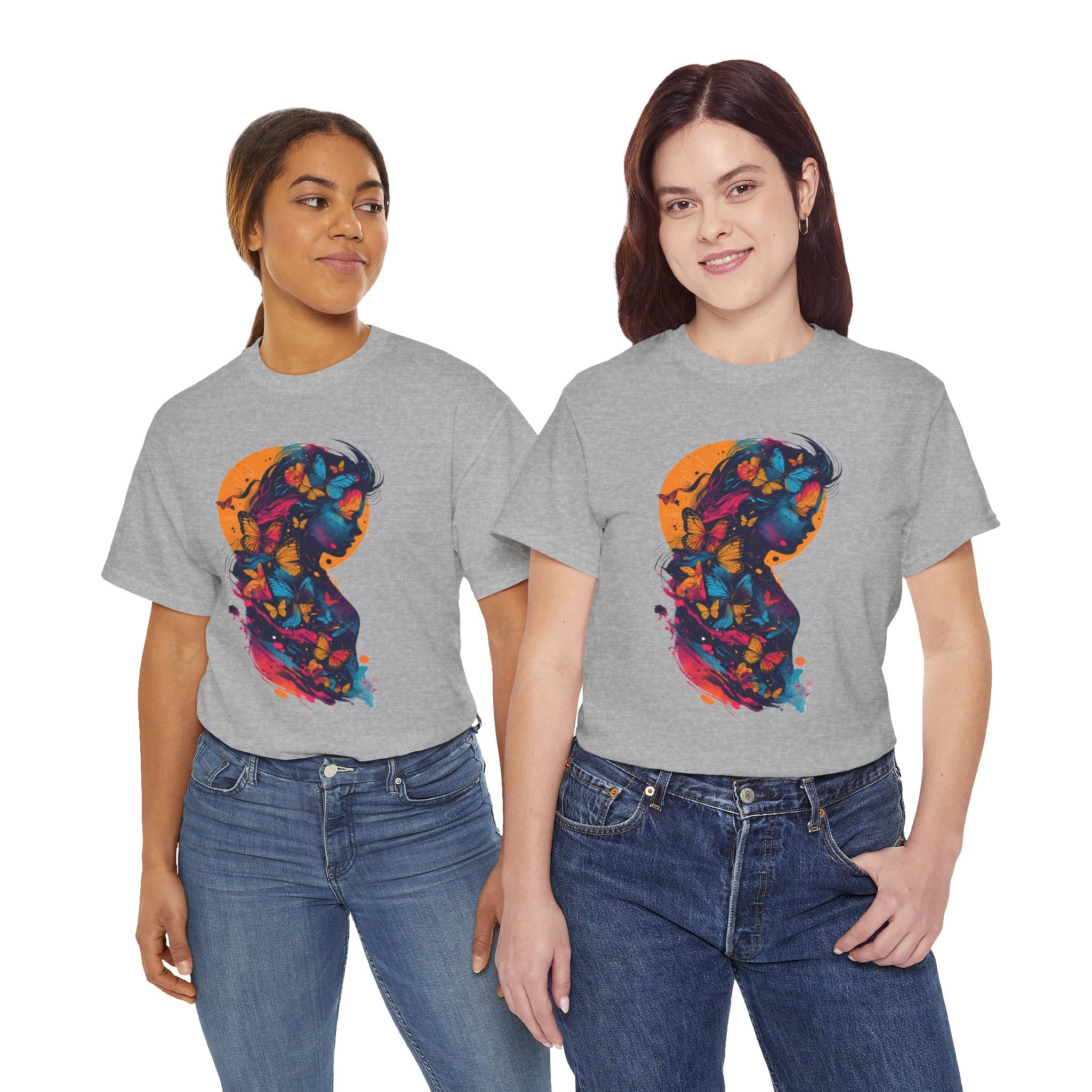 Butterfly Silhouette Graphic Tee — Colorful Maternity Profile Design