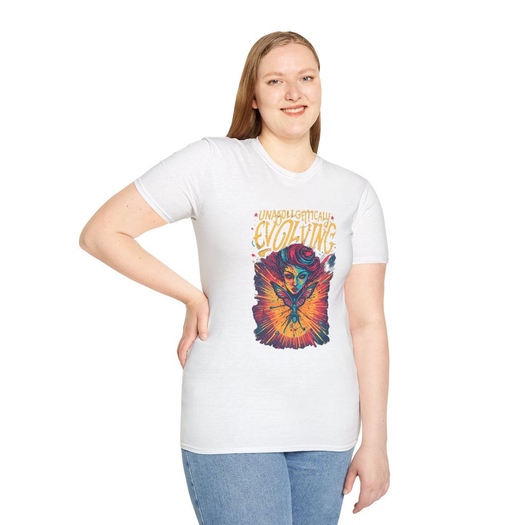 Evolving Butterfly Graphic T-Shirt — "Unapologetically Evolving" Vibrant Psychedelic Tee
