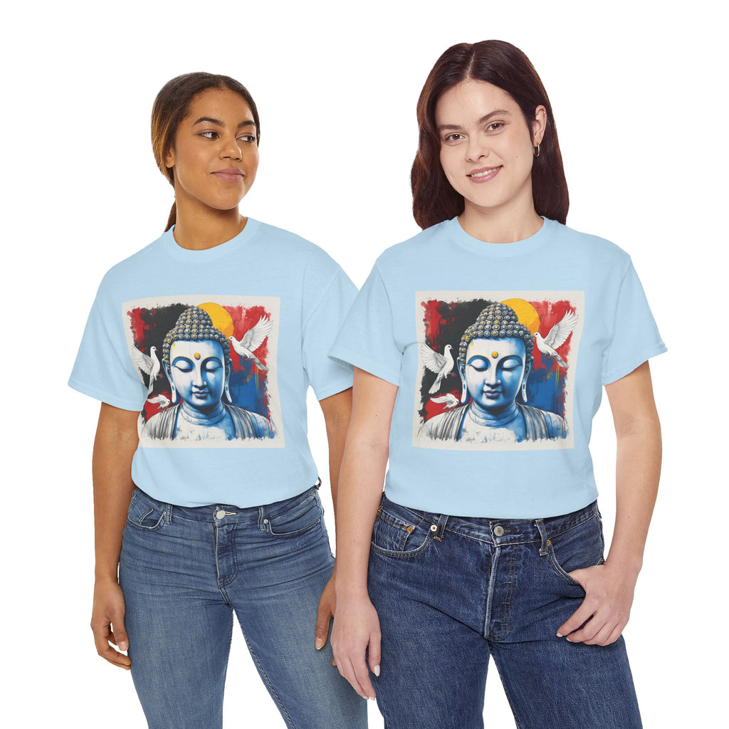 Buddha Peace Tee — Colorful Buddha & Doves Graphic T-Shirt