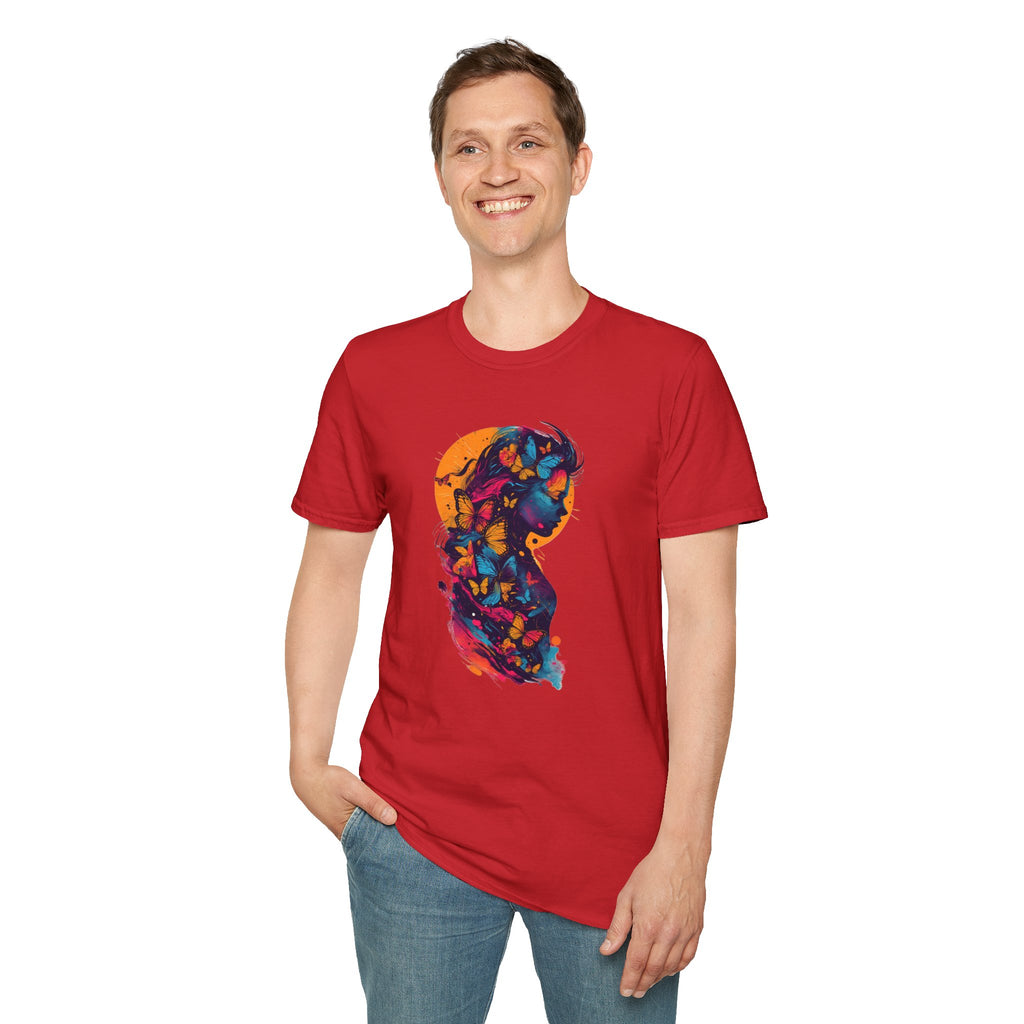 Butterfly Silhouette T-Shirt — Colorful Floral Profile Tee